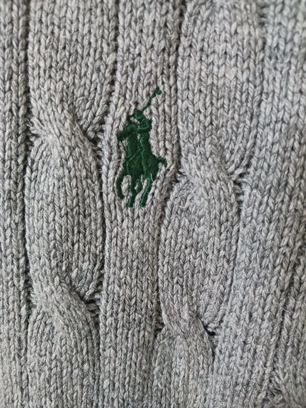 Vintage Polo Ralph Lauren 100% Tussah Silk Cable Knit Sweater Grey L Made in HK